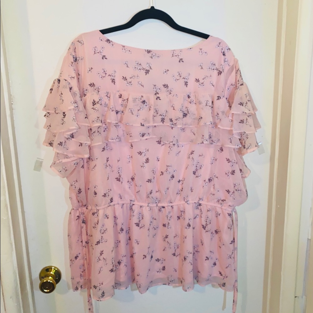Pink Floral Ruffle Top - Picture 3 of 3
